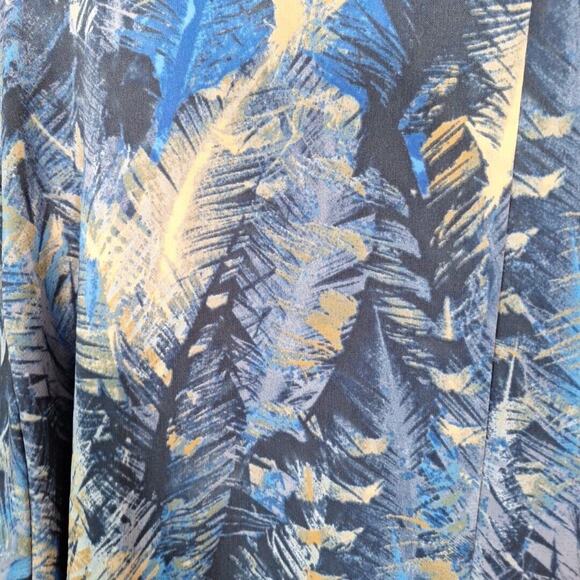 Catherines Blue Feather Print Button Up Blouse Long Sleeve Women Size 3X Boho - Picture 7 of 7